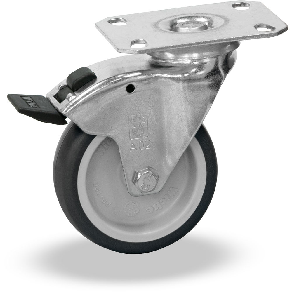 fetra® Zwenkwiel met rem TPE 100 x 32 mm