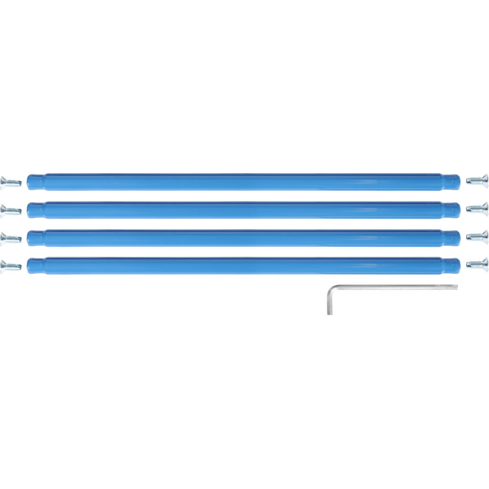 fetra® Hoekstangen blauw voor zware fetra® tafelwagens met 2 etages